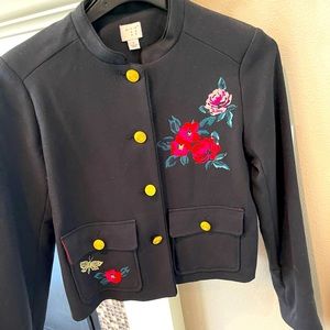 Black jacket with floral design